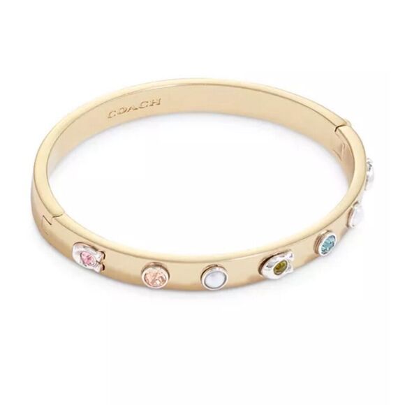 Coach Pegged Pearl And Stone Hinged Bangle - Picture 4 of 8